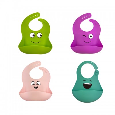 Facial Expression Customized Waterproof Adjustable Strap Silicone Baby Bibs